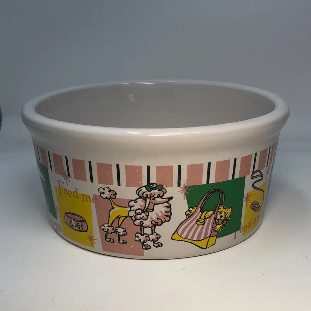 Colorful Ceramic large Dog Bowl with dog Design